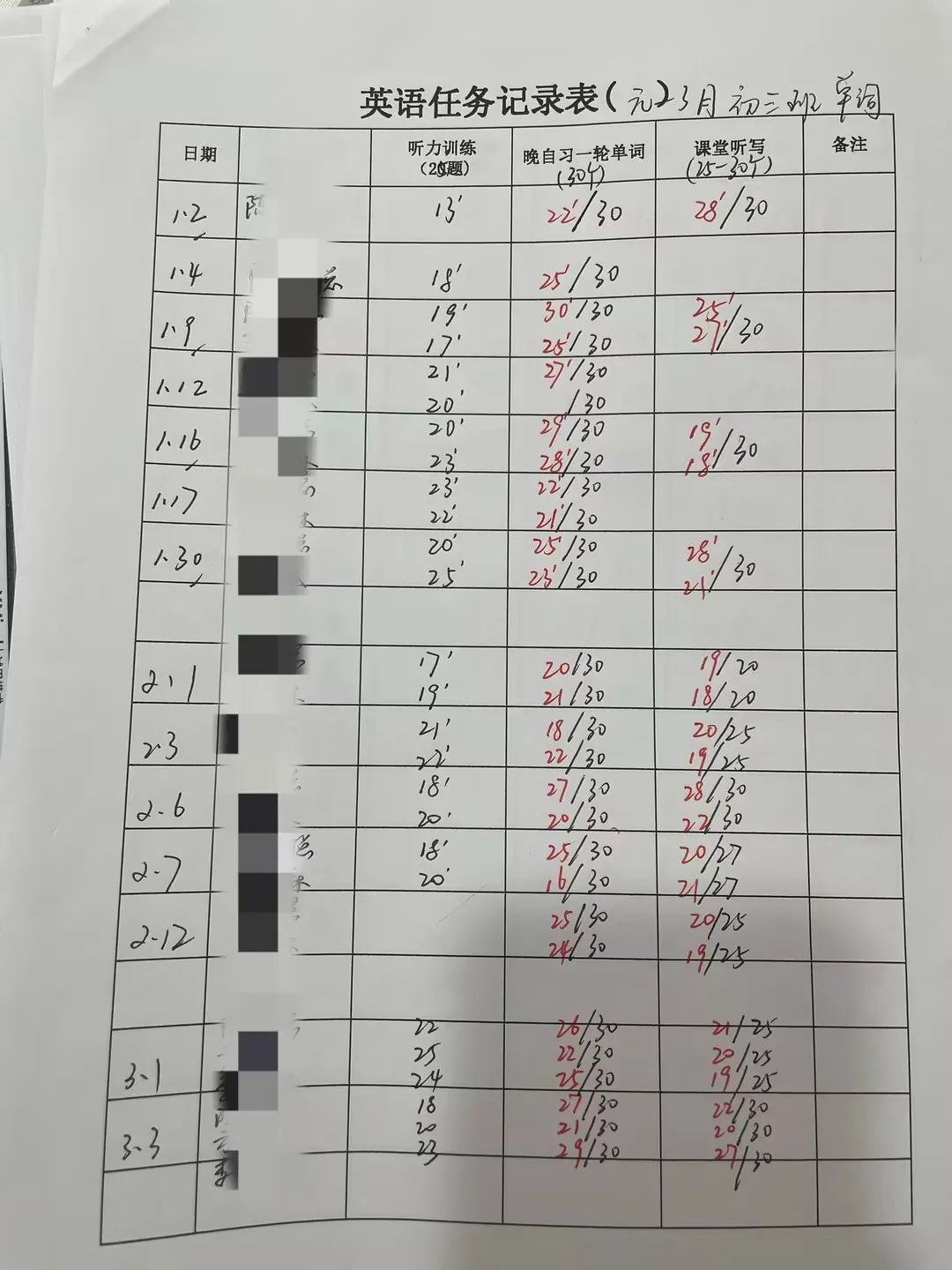 学生情况记录表