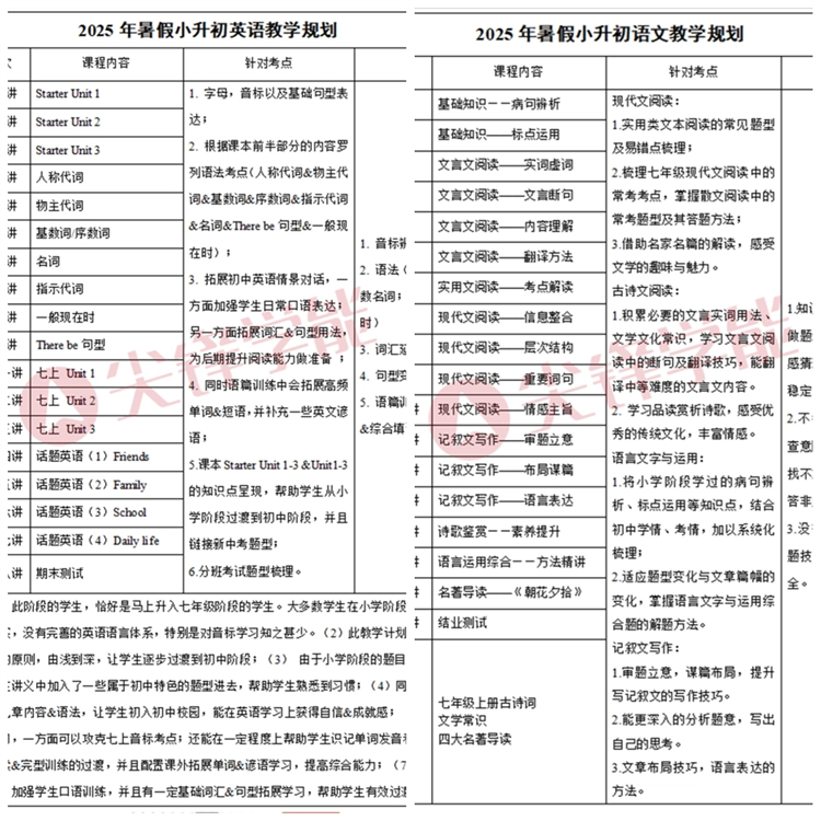 小升初教学计划